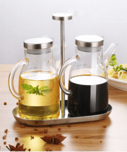 Borosilicate Seasoning Oil Dispenser with Stand Set of 2 (200ml Each)