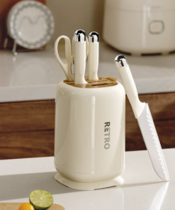 Ergonomic Stainless Steel Kitchen Knife Set with Holder