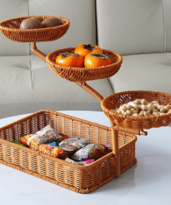 Handwoven Imitation Rattan Fruit Storage Basket