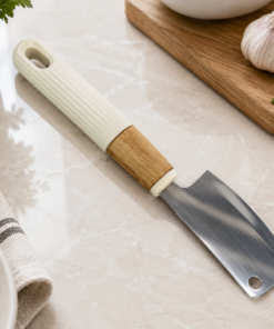 Stainless Steel Wooden Grip Cooking Scraper Tool
