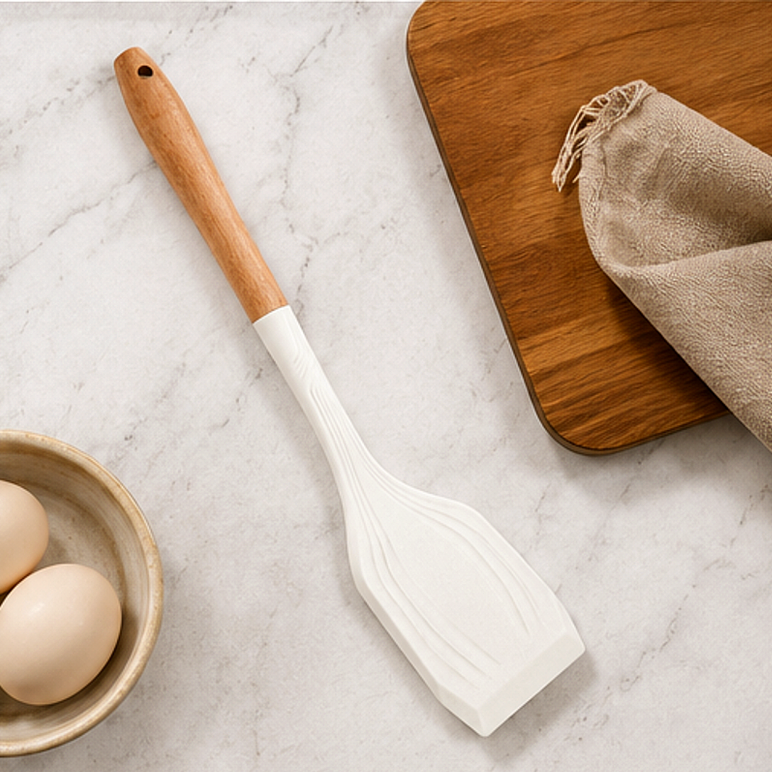 Non-StickSiliconeSpatulaWithBeechWoodHandle_6