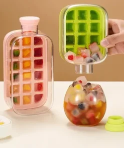 2 in 1 Portable Ice Cube Maker Bottle with Easy Release Press Mold