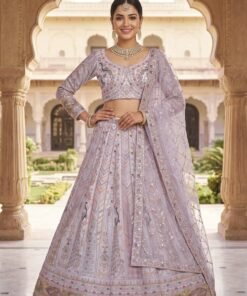 Stunning Light Lavender Embroidered Lehengha Choli Set – Designer Ethnic Indian Wedding Wear for Women