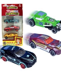 Set of Mini 1:64 Scale Die-Cast Free Wheel Toy Cars (Assorted Colors, 3 Pcs)