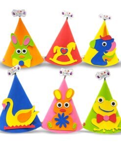 Set of 6 Animal-Themed Colorful Foam Birthday Hat