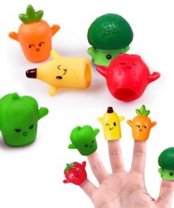 Soft & Squishy Finger Puppets Set (Fruits & Veggies, 5 Pcs)