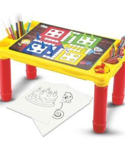 2-In-1 Study Table for Kids with Ludo, A4 Sheets & Sketch Pens