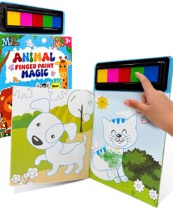 Animal-Themed Finger-Painting Art Book with 5 Sponge Pads