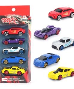 Mini Die Cast Car Free Wheel Toy Vehicle Play Set (Set of 5, Assorted Colors)