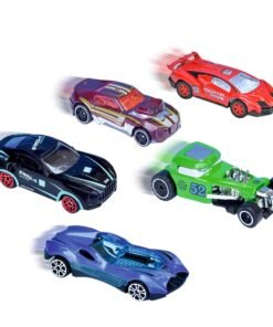 Set of Mini 1:64 Scale Die-Cast Free Wheel Toy Cars (Assorted Colors, 5 Pcs)