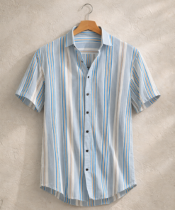 Signature Printed Poplin Shirt – Sky Blue Stripe