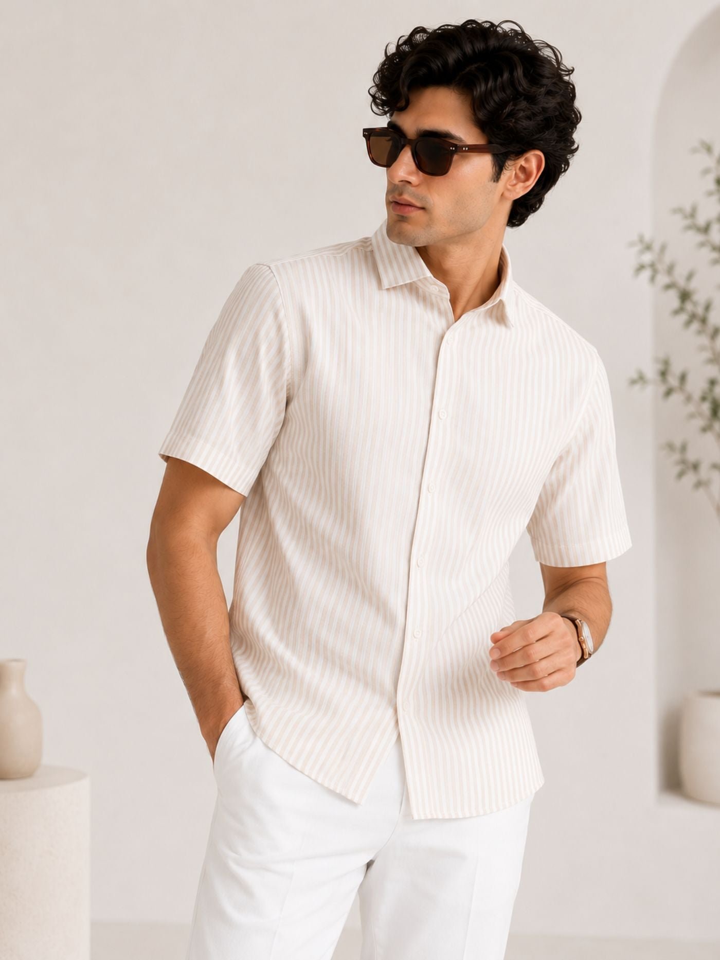 Beige_Breeze_Shirt_front_view_with_subtle_beige_pinstripes