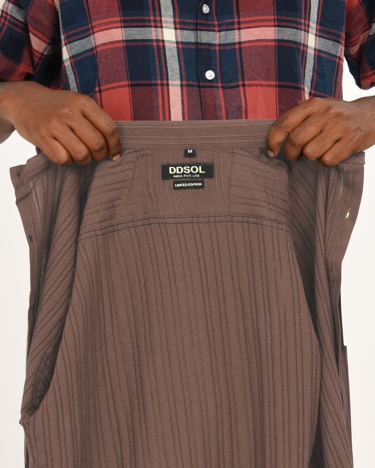 Chocolate_brown_textured_shirt_cotton_linen_fabric_label
