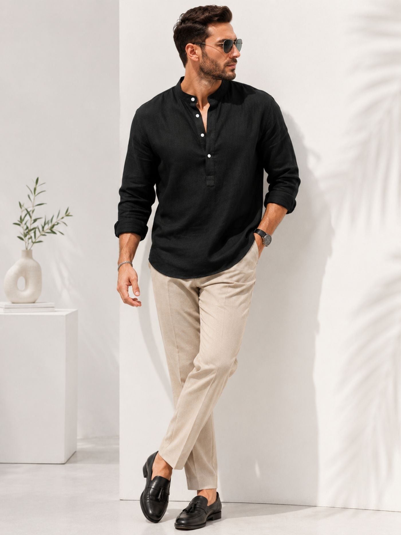 ClassicBlackCasualKurtaShirt_1