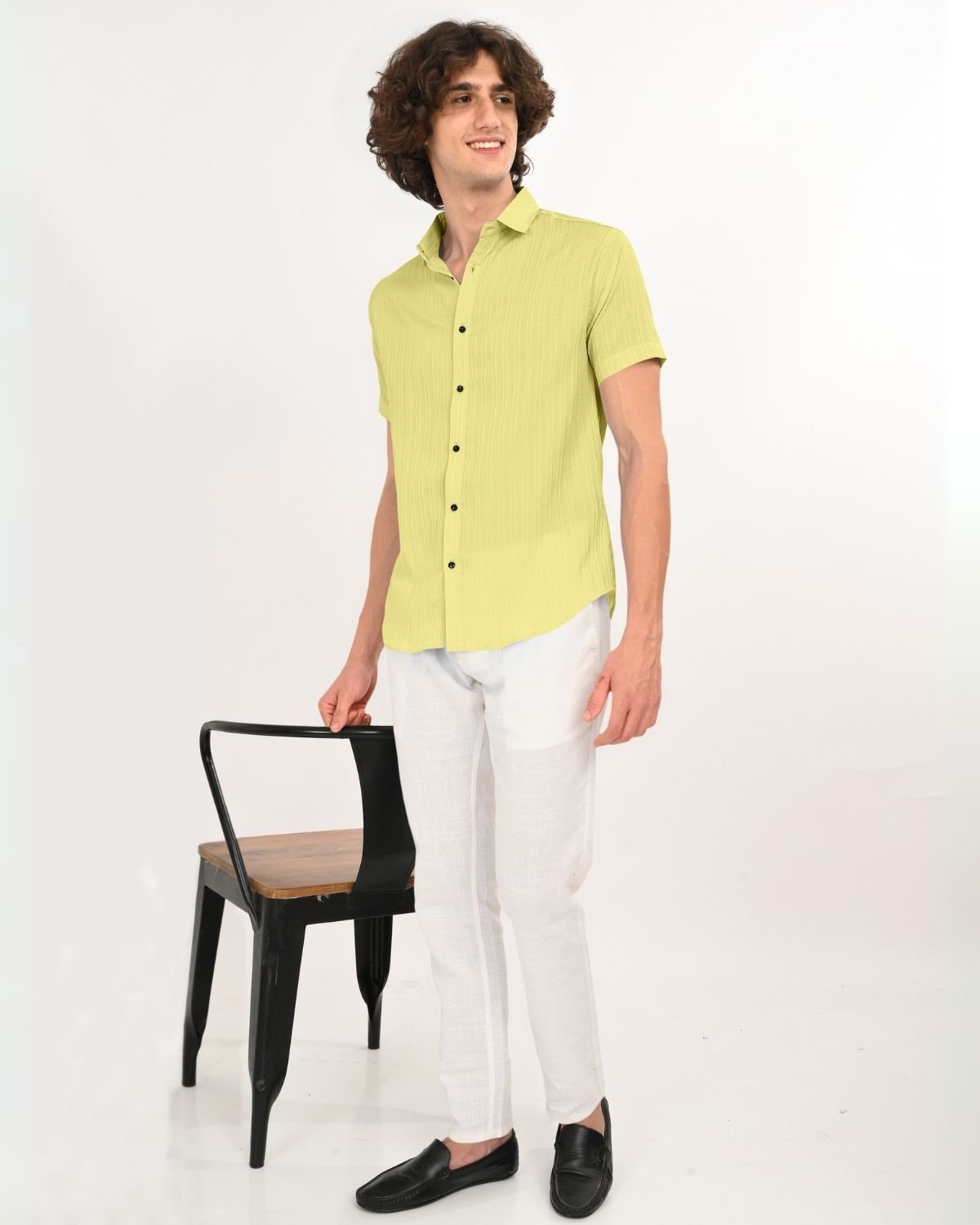 Close_up_lime_green_textured_fabric_shirt