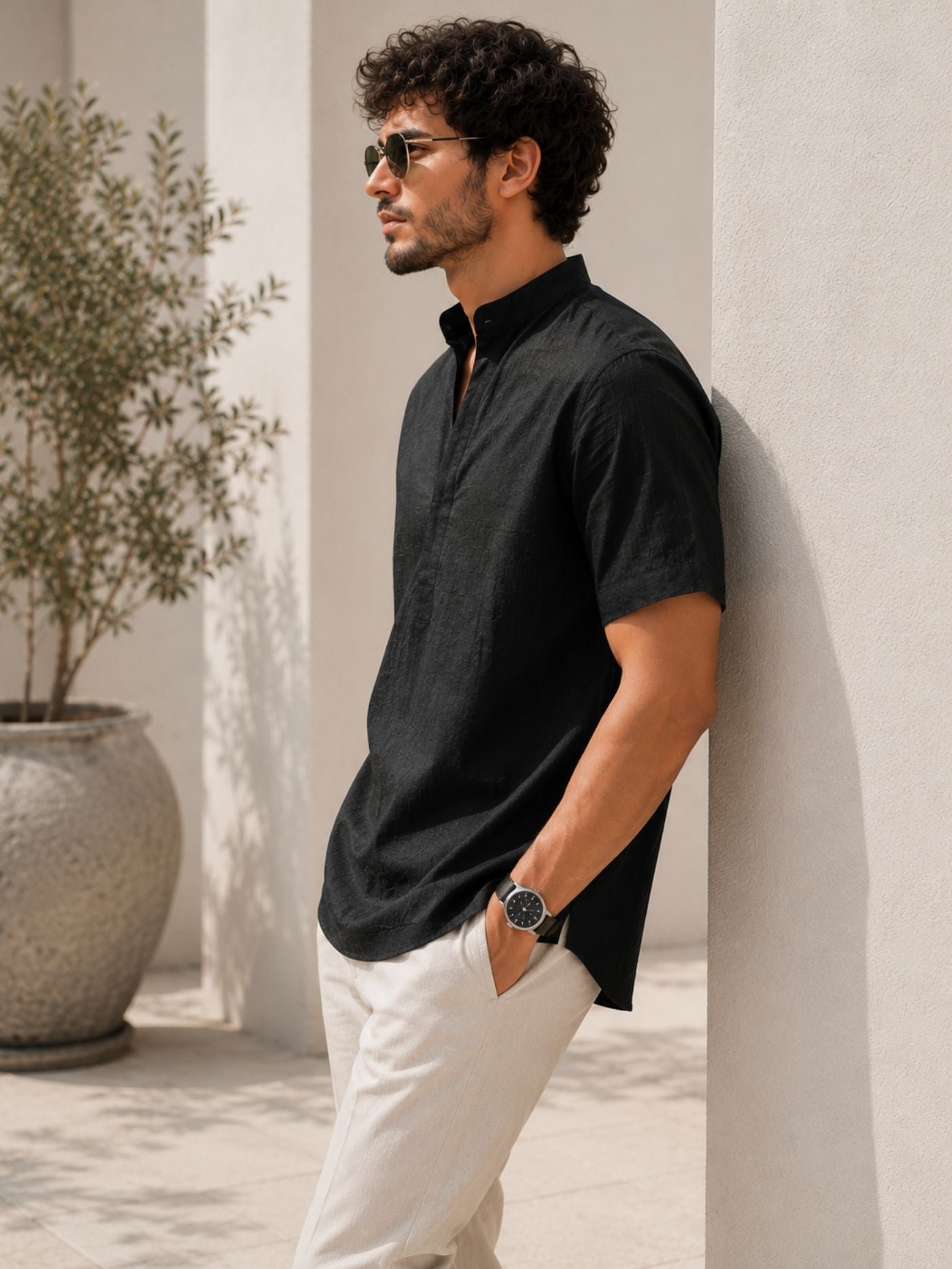Luxury_Black_Mandarin_Collar_Shirt_for_Men