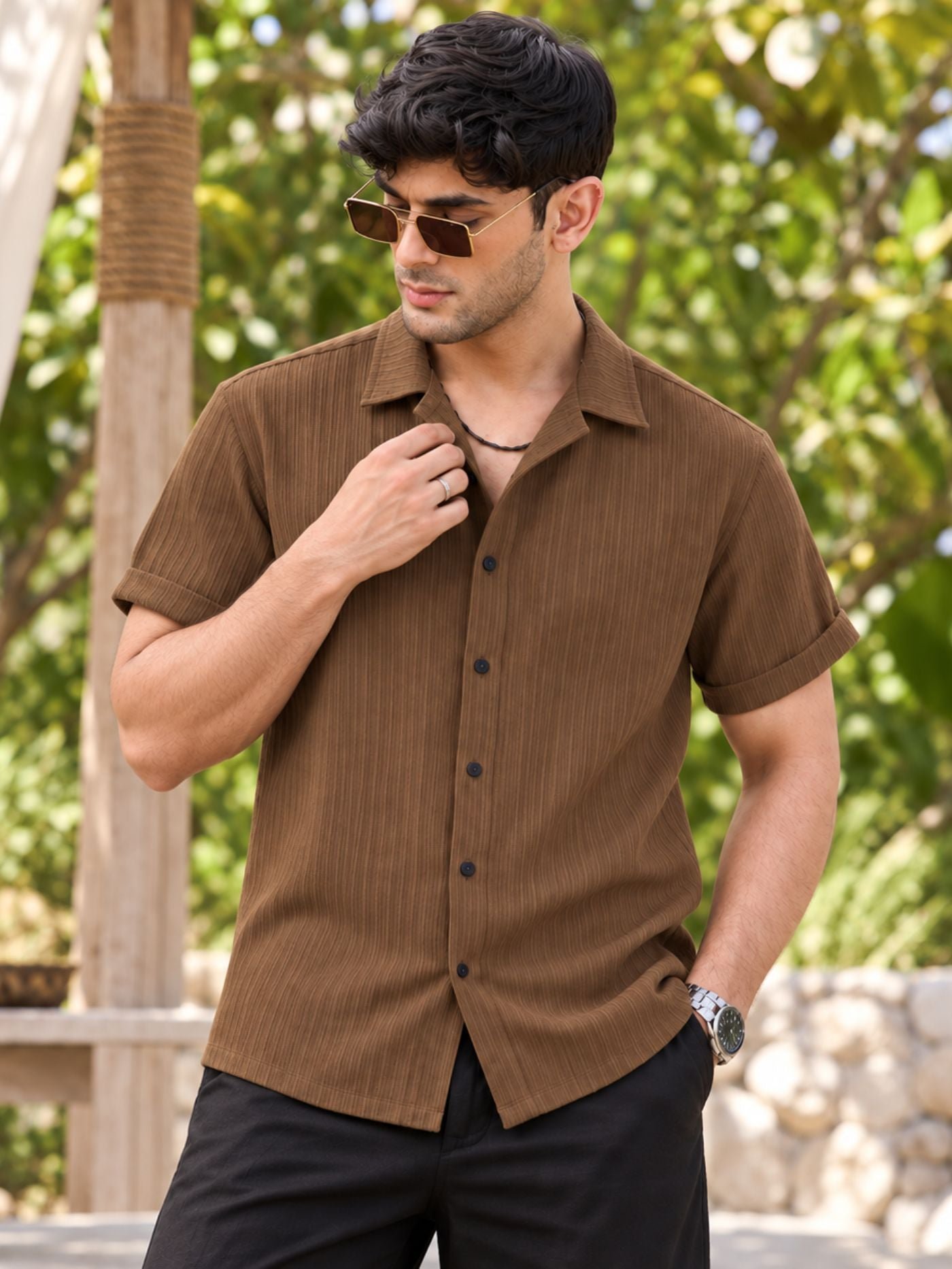 Men_sBrownColorSolidPlainCasualShirt_2