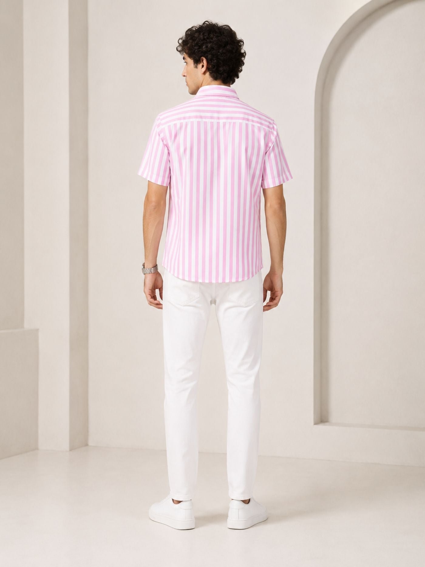 Men_s_Rose_Pink_Striped_Shirt_Back_View