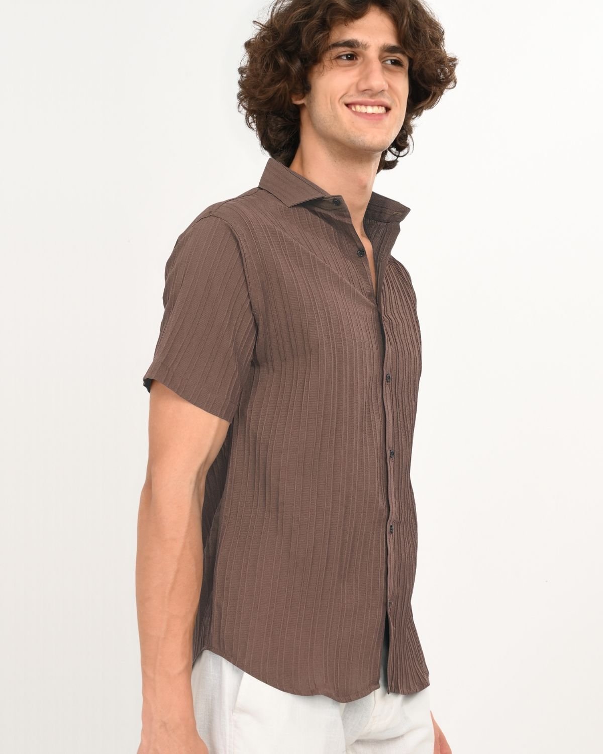 Men_s_chocolate_brown_textured_casual_summer_shirt