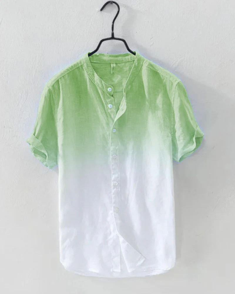 Men_s_green_to_white_ombre_button-down_shirt_front_view_on_hanger