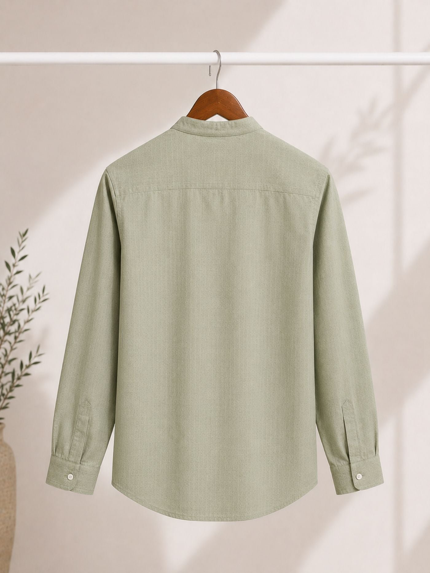 Modern_Mandarin_Collar_Green_Shirt