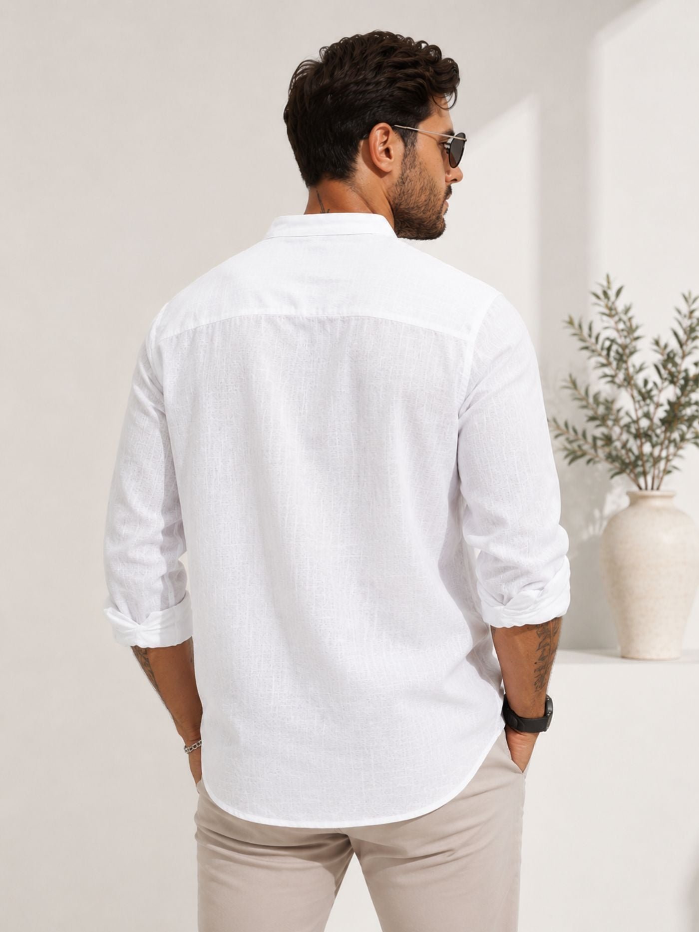 PlainWhiteHavenCasualKurtaShirt_5