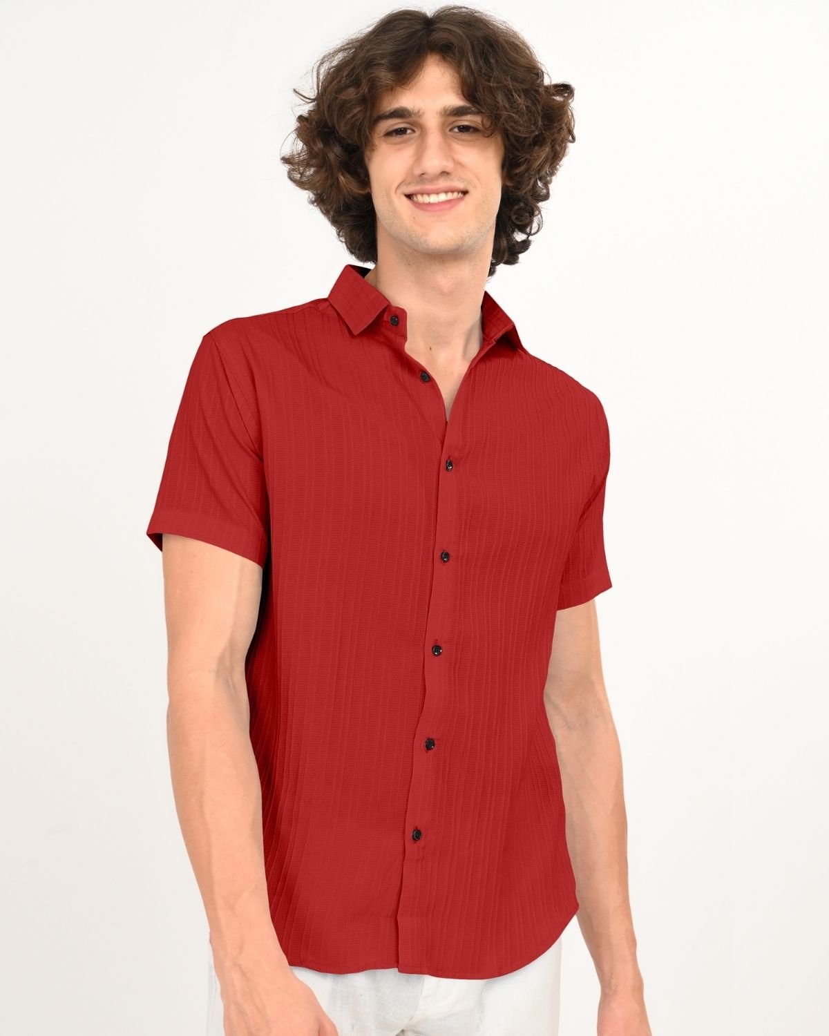 Side_angle_of_Ruby_Red_Textured_Shirt_for_Men