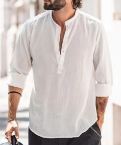 White Haven Henley – Band Stand Collar Shirt