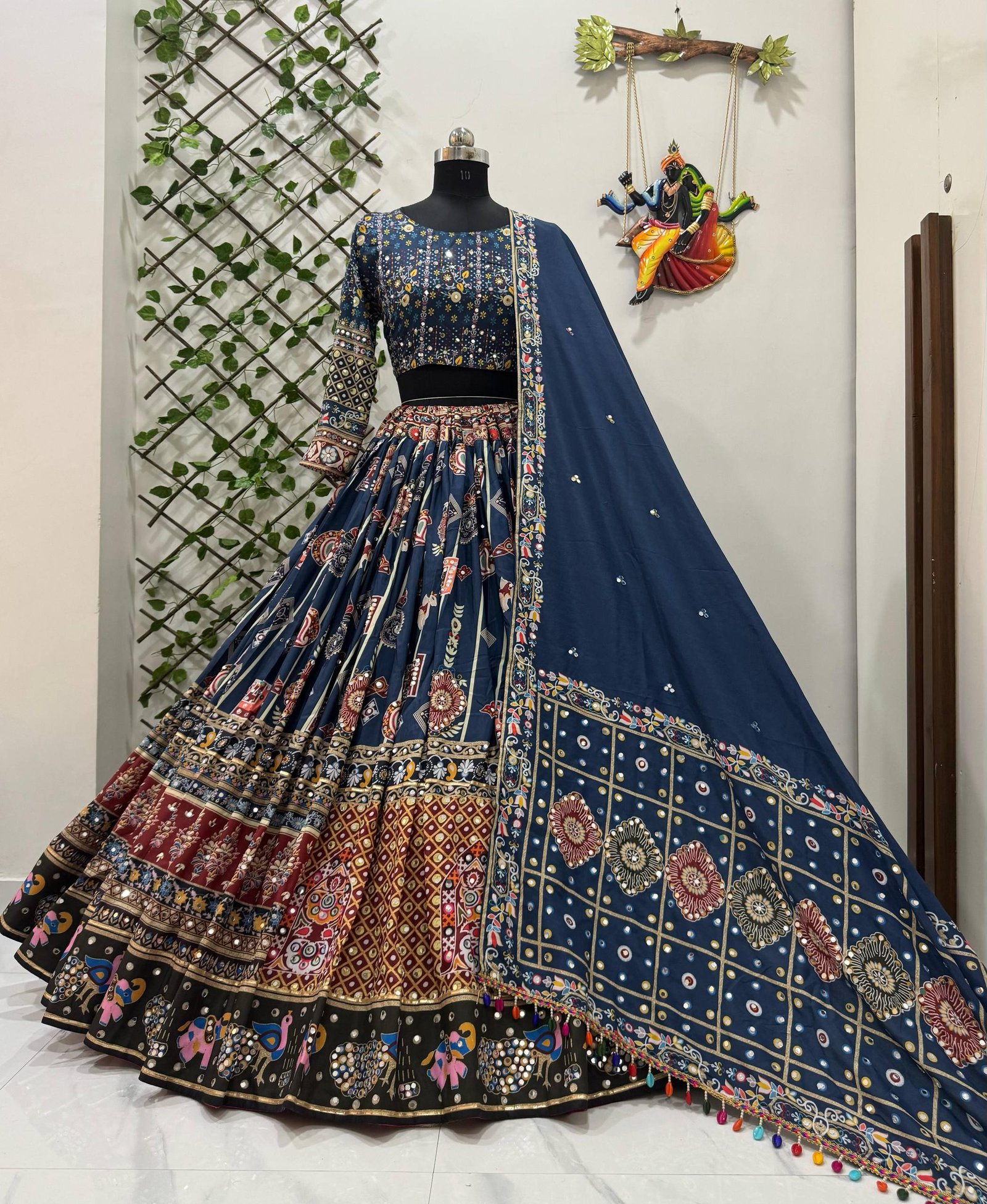 photo_2025-06-25_18-18-50 Blue Color Digital Printed Mirror Work Navratri Lehenga Choli - Image 5