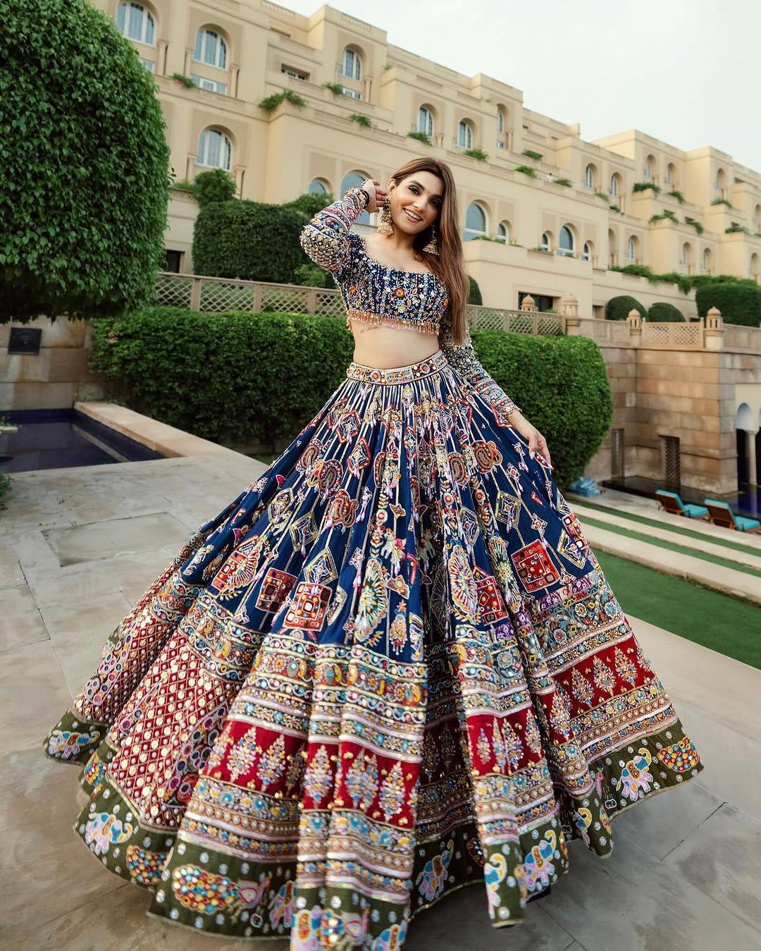 photo_2025-06-25_18-19-09 Blue Color Digital Printed Mirror Work Navratri Lehenga Choli - Image 2