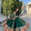 Green Mirror Work Digital Printed Navratri Chaniya Choli